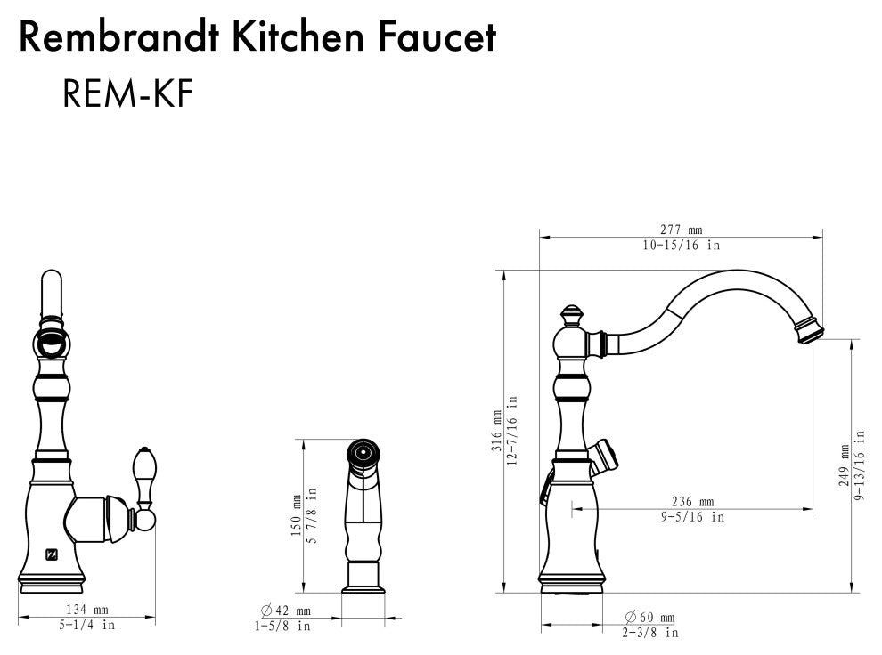 ZLINE Rembrandt Kitchen Faucet, Brushed Nickel, REM-KF-BN