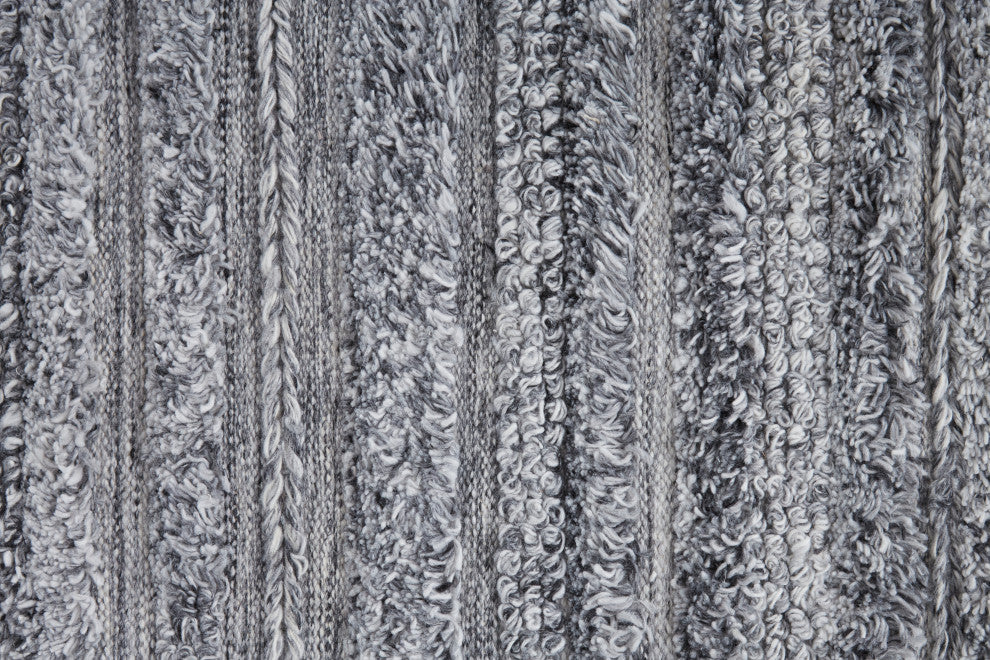 Weave & Wander Akton Shag Rug, Ivory/Dark Gray, 8ft x 10ft Rug