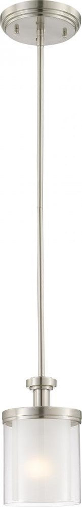 Nuvo 1-Light Decker Mini Pendant Light Fixture, Brushed Nickel