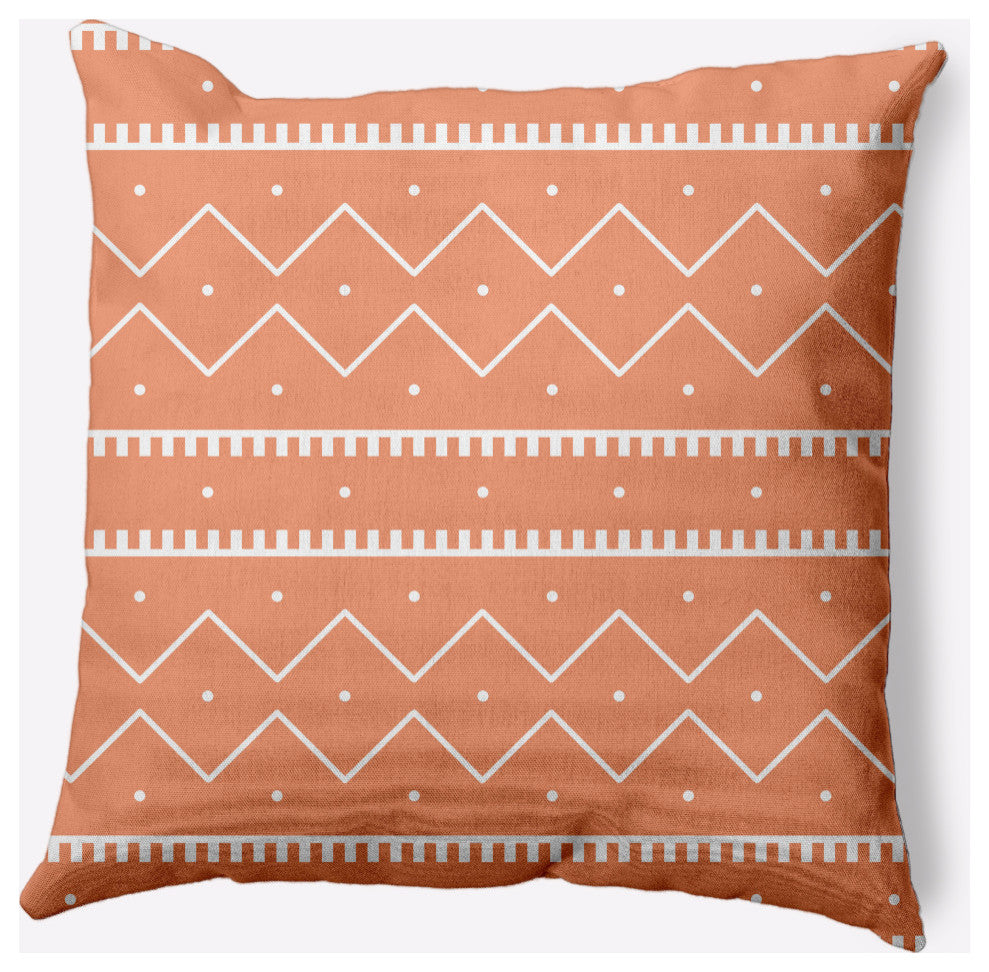 Mudcloth Indoor/Outdoor Throw Pillow, Coral, 18x18"