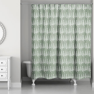Sage Christmas Tree Pattern 71x74 Shower Curtain