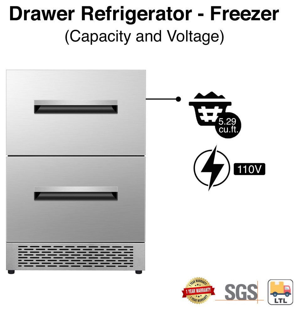 Equator 24" Convertible Ref/Freezer ADA FS/Builtin 2 Drawer Dual Temp Sabbath