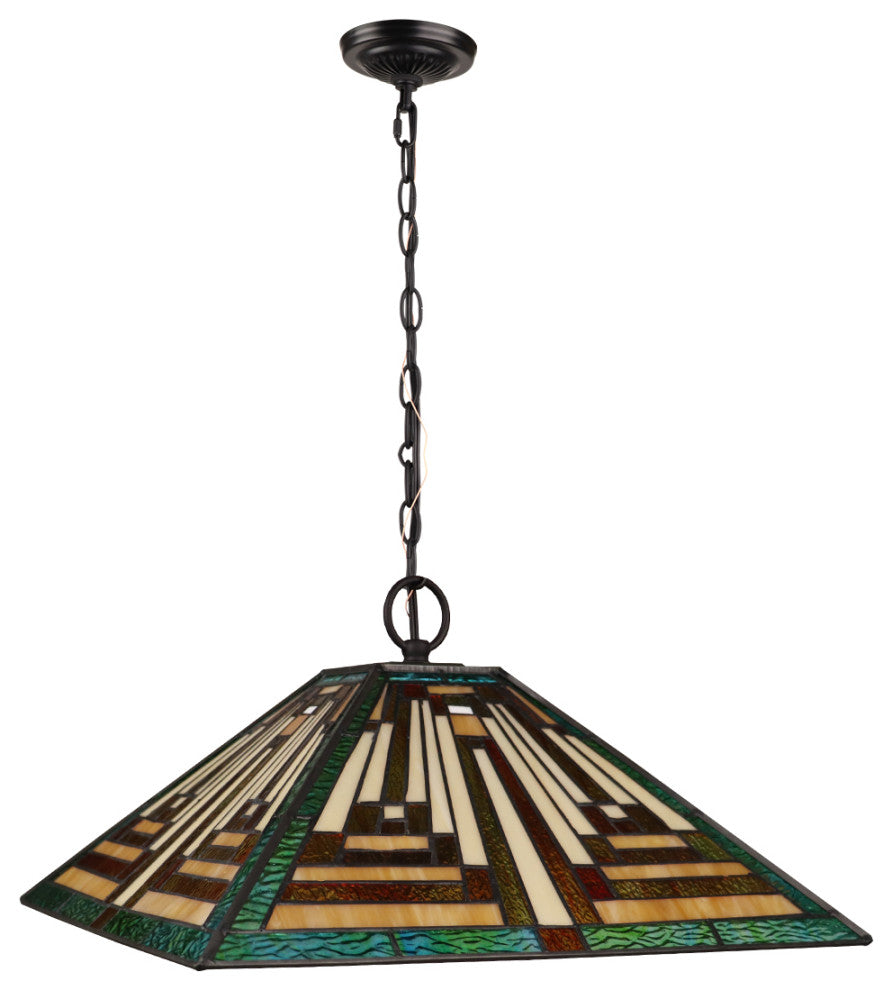 Firman Tiffany 2-Light Mission Ceiling Pendant 16" Shade
