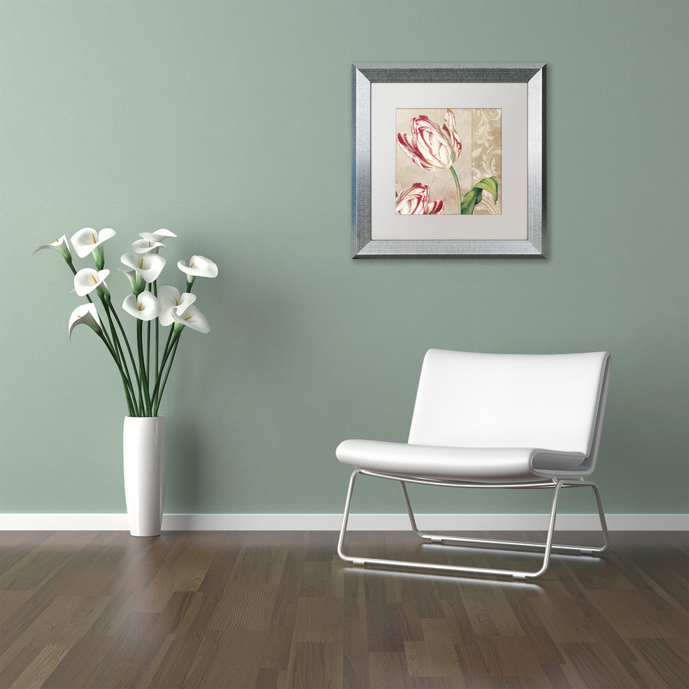 Color Bakery 'Peppermint Tulips I' Art, Silver Frame, White Matte, 11"x11"