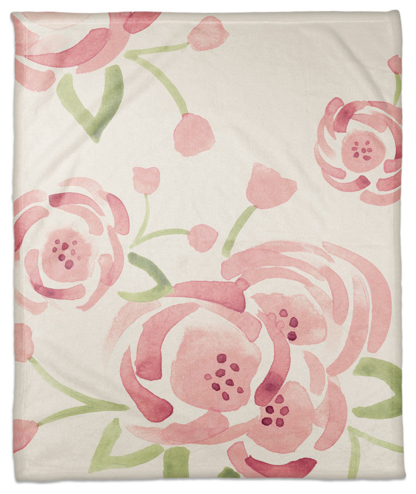 Large Watercolor Roses 50x60 Throw Blanket