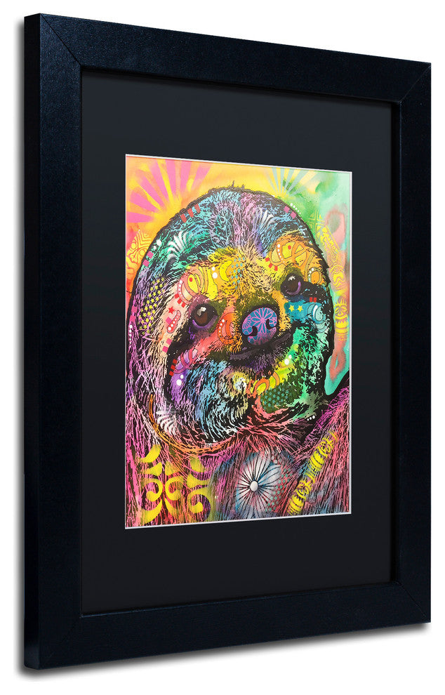 Dean Russo 'Sloth' Art, Black Frame, Black Mat, 11x14