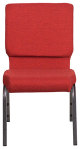 HERCULES Series 18.5'W Stacking Church Chair in Red Fabric - Silver Vein Frame