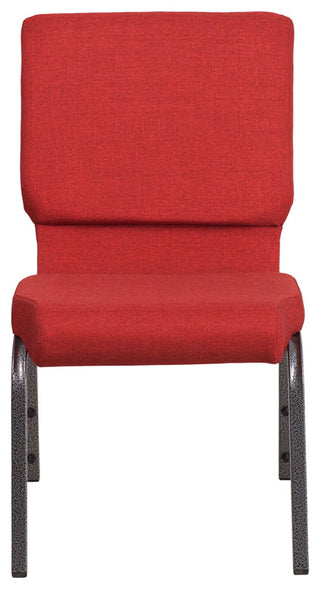 HERCULES Series 18.5'W Stacking Church Chair in Red Fabric - Silver Vein Frame