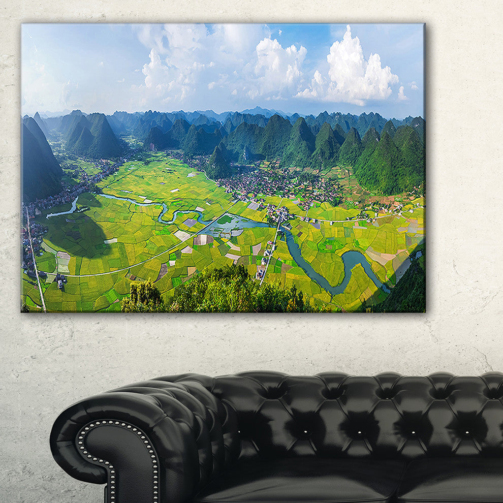 "Rice Field Valley Vietnam Panorama" Landscape Wall Art, 40"x20"