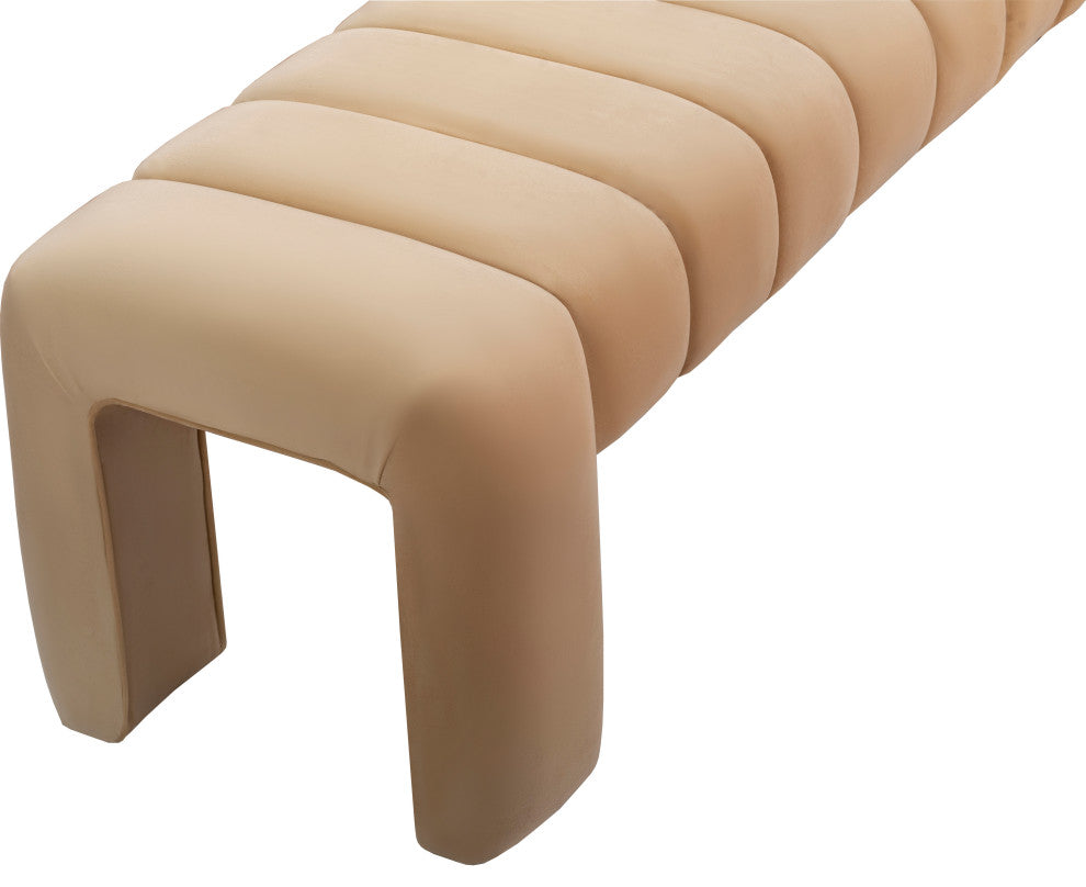 Andaz Velvet Upholstered Bench, Camel