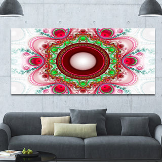 Pink Fractal Pattern with Circles, Oversized Abstract Canvas Art Print, 60x28