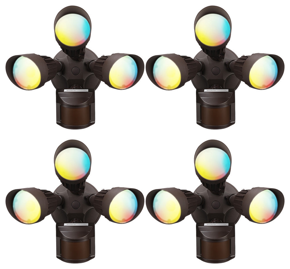 4 Pack 3CCT LED Flood Light Dusk to Dawn 3 Lighting Modes
