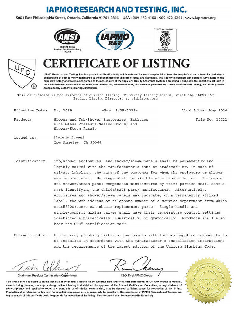 Serene Steam Spa - Revive, Luxe Gold