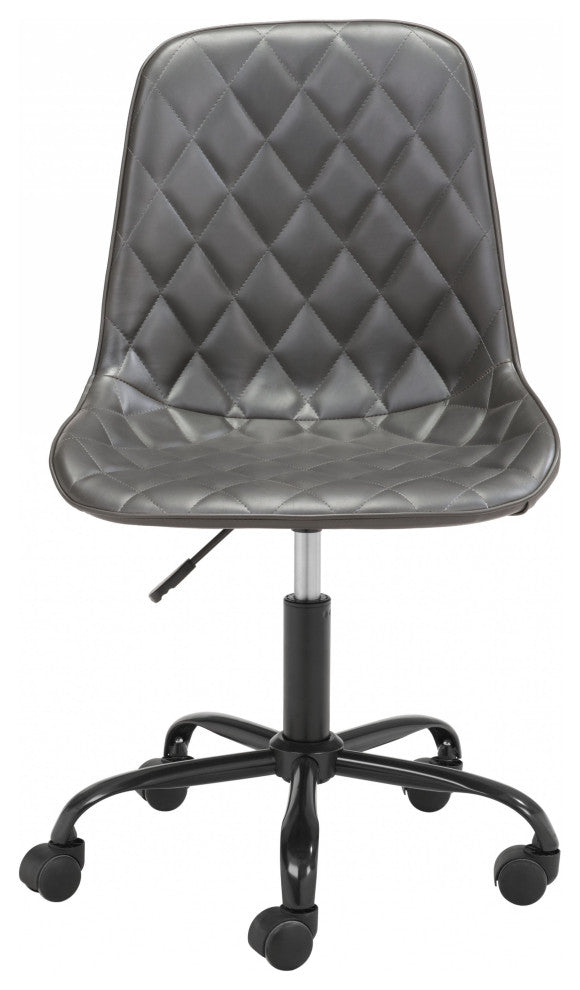 Gray Stylized Faux Leather Office Chair
