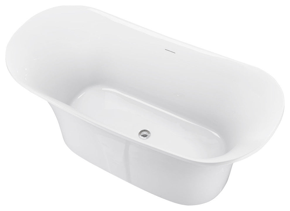 59" Acrylic Freestanding Double Slipper Soaking Bathtub, White