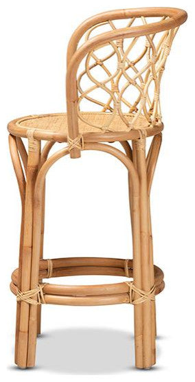 Diana Modern Natural Finished Rattan Counter Stool