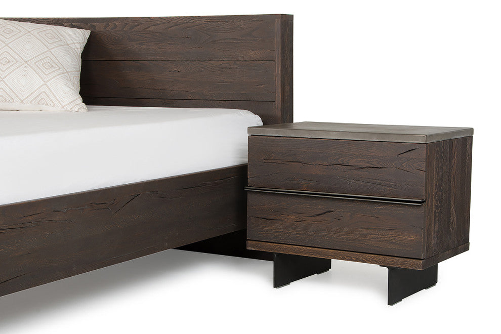 HomeRoots 20" Dark Aged Oak Wood and Metal Nightstand