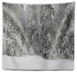 Foggy Winter Forest Panorama Landscape Wall Tapestry, 92"x78"