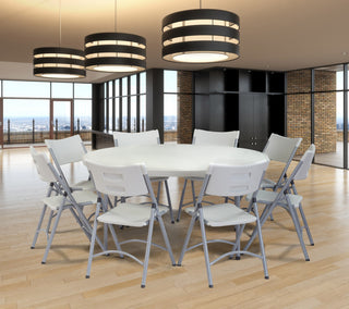 NPS 60" Heavy Duty Round Folding Table, Speckled Grey