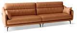 Leather Classic Sofa, Brown Yellow 4-Seater Sofa 110.2x38.2x36.6"