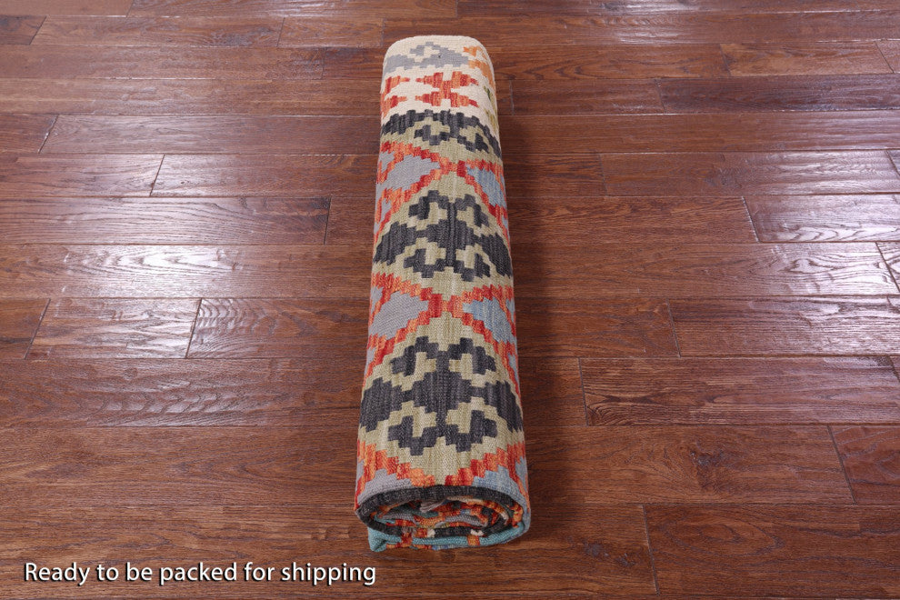 6' 6" X 10' 1" Wool On Wool Flat Weave Kilim Rug - Q12545