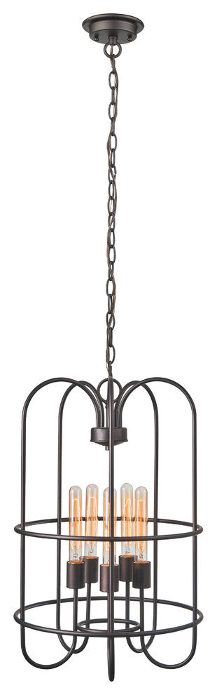 Ironclad 5-Light Rubbed Bronze Ceiling Pendant 16"
