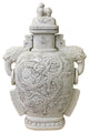 Chinese Ceramic Off White Color Dragon Elephant Ear Large Jar Hws1371