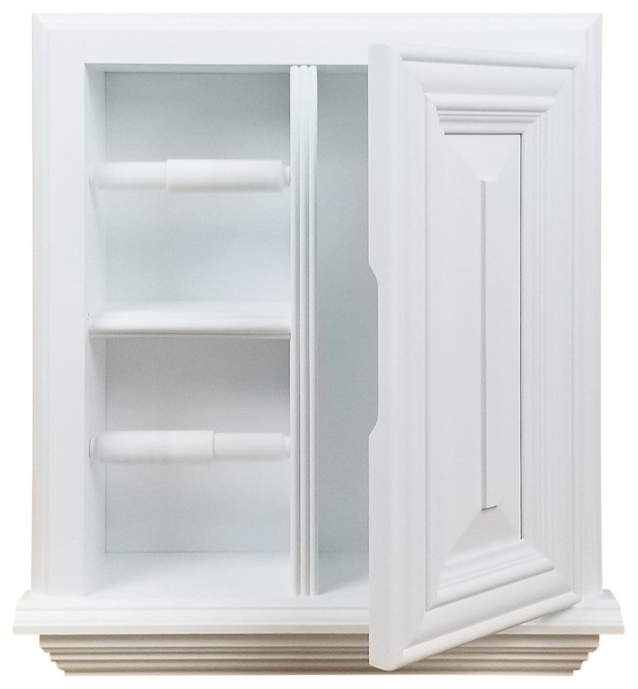 Hyacinth Wood Recessed Double Toilet Paper Holder With Cabinet 14x16.25, White Enamel