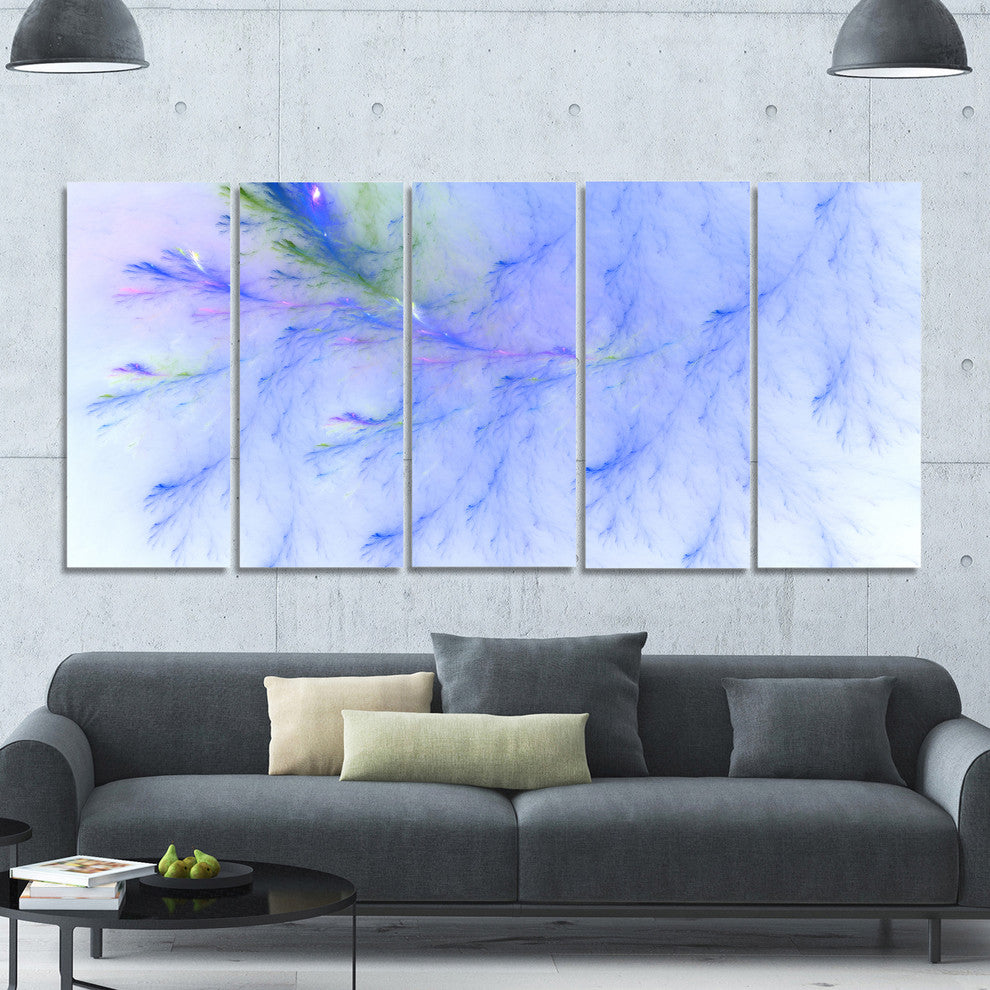 Light Blue Veins of Marble, Abstract Wall Art Canvas, 60"x28", 5 Panels