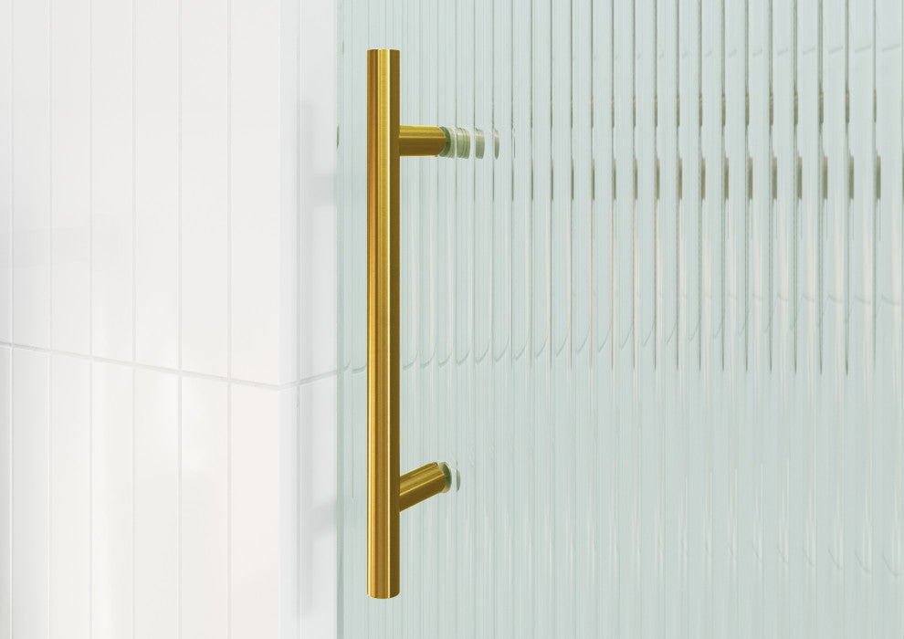 Galaxy 60"x78" Frameless Glass Sliding Shower Doors, Satin Brass, Right