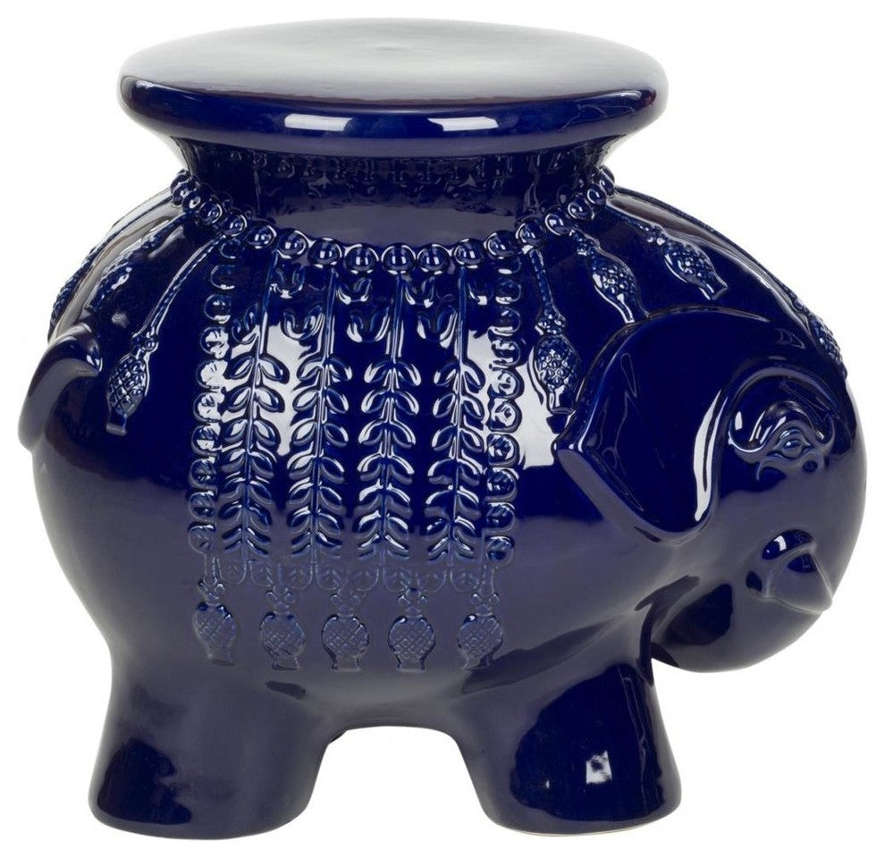Safavieh Ceramic Elephant Stool, Navy