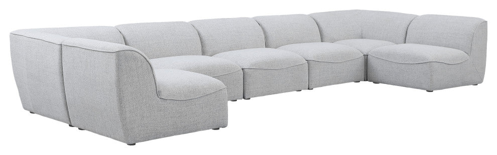 Miramar Linen Textured Fabric  7-Piece Modular U-Shaped Sectional, Grey