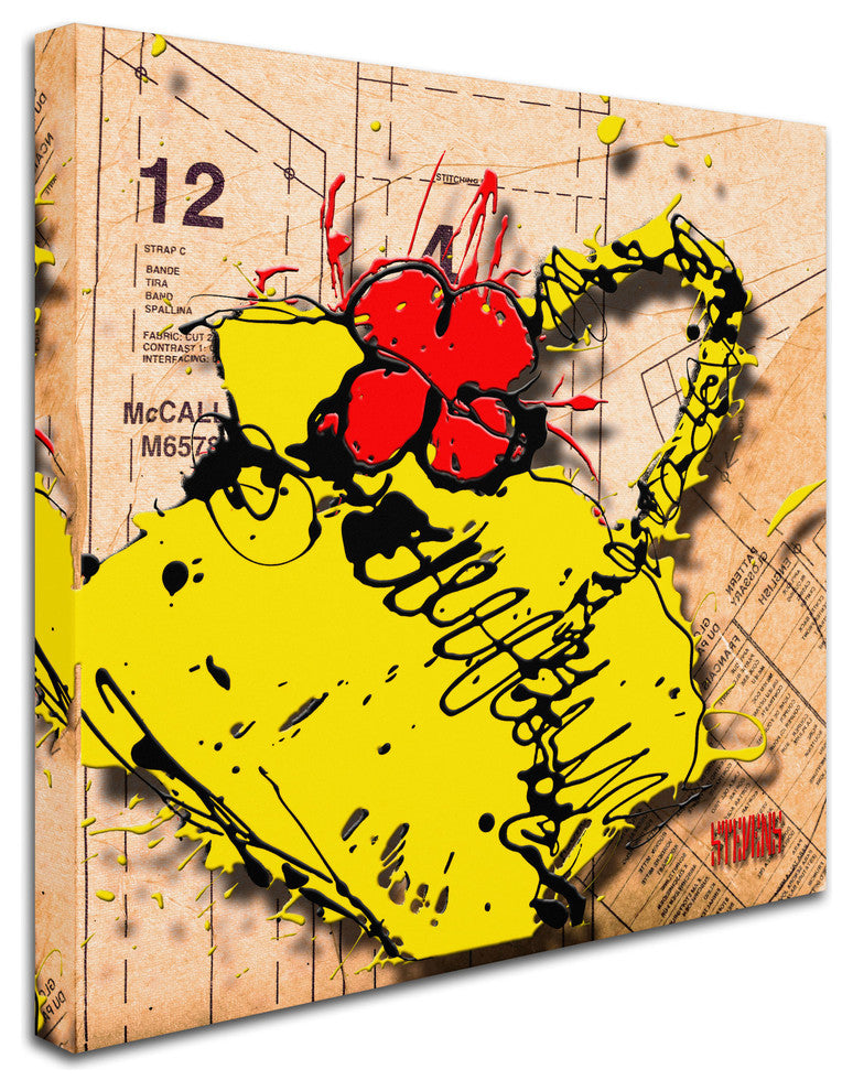 ''Flower Purse Red on Yellow'' Canvas Art by Roderick Stevens