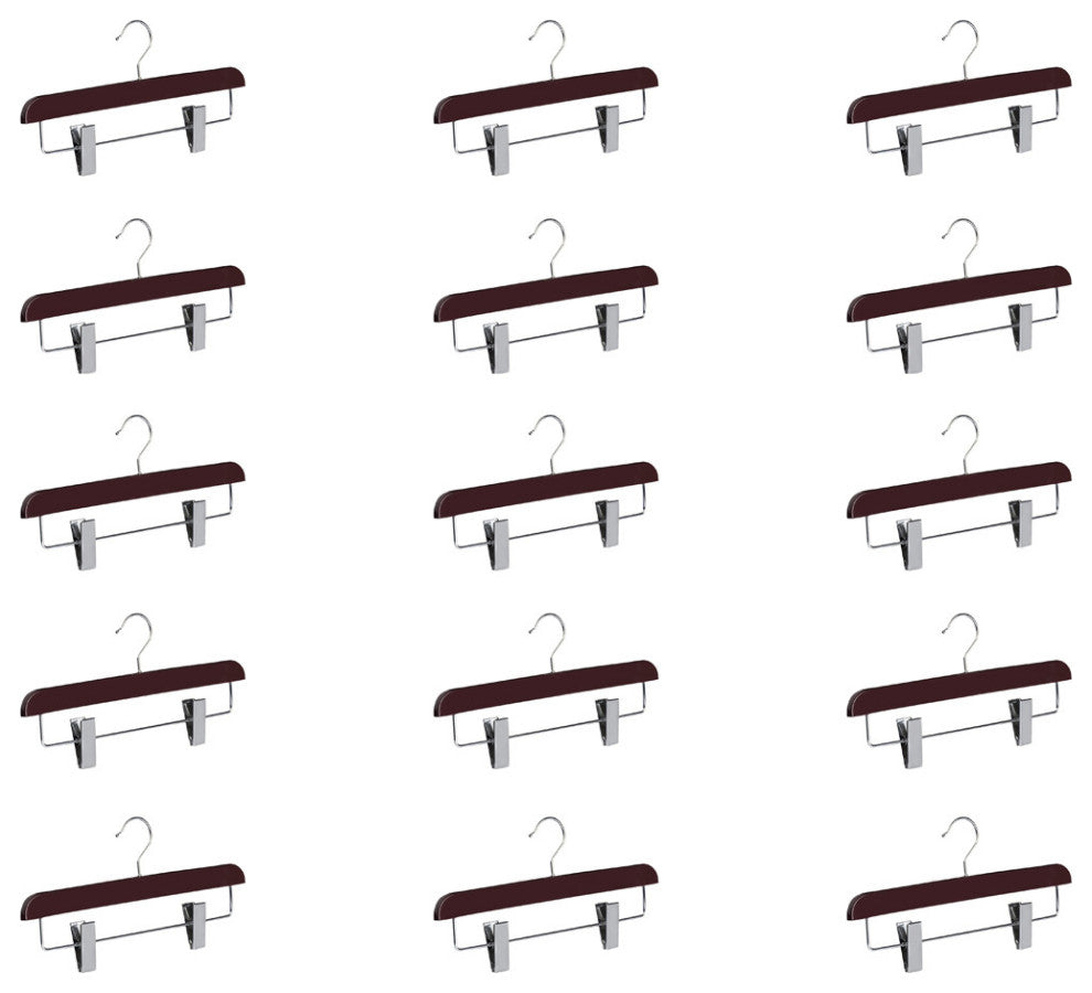 Abs Plastic Trouser Skirt Hangers, Perfect for Skirts, Pants, Slacks, Jeans, Burgundy, 15-Pack