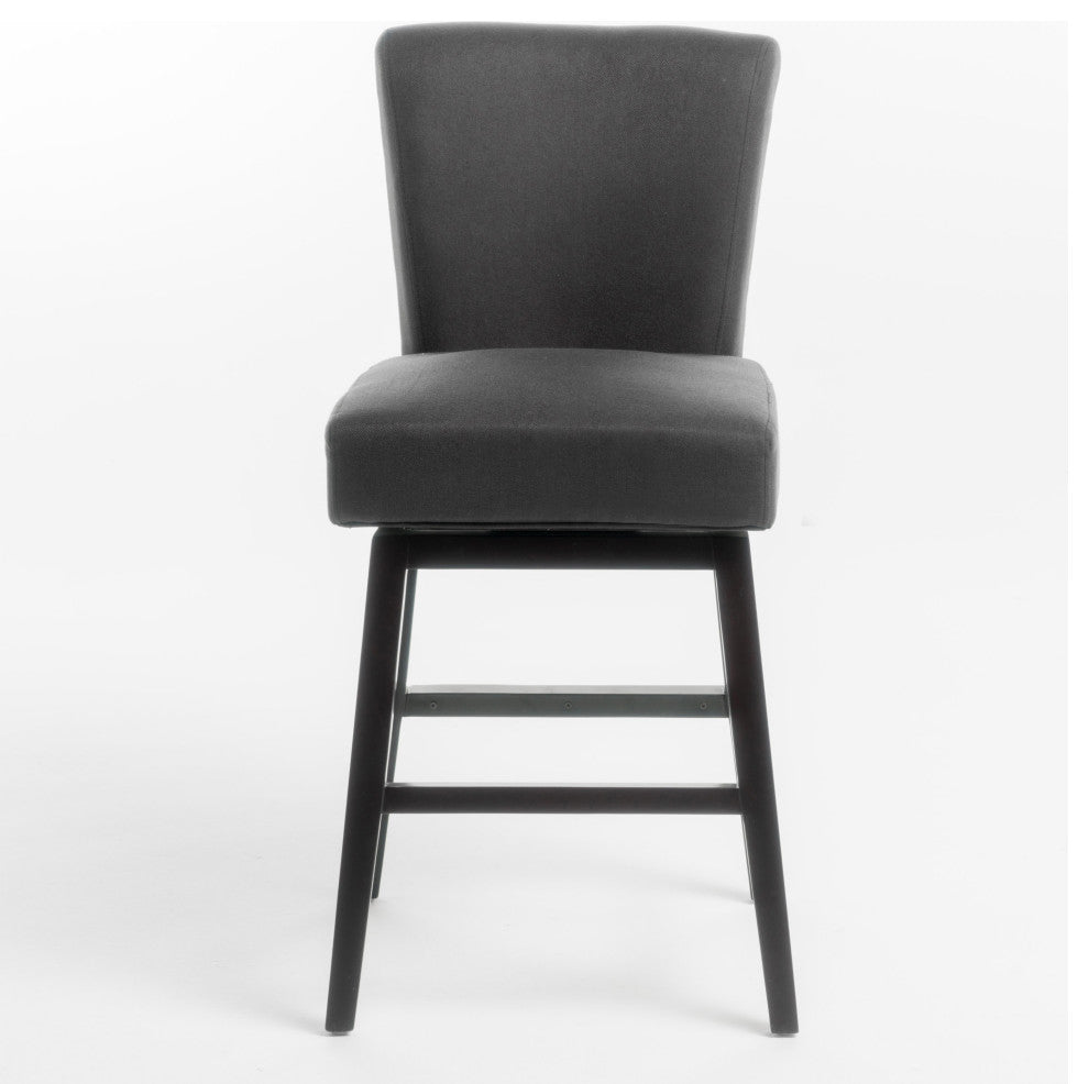GDF Studio Tristan Dark Brown Fabric Swivel Counter Stool