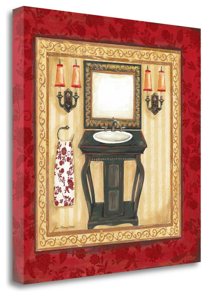 "Red Demask Bath II" By Jo Moulton, Giclee Print on Gallery Wrap Canvas