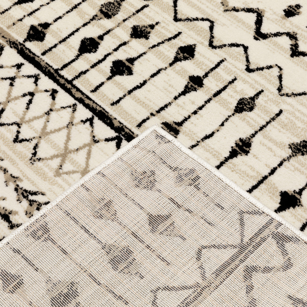 Garson Tribal Distressed Area Rug, Ivory, 7'10"x10'