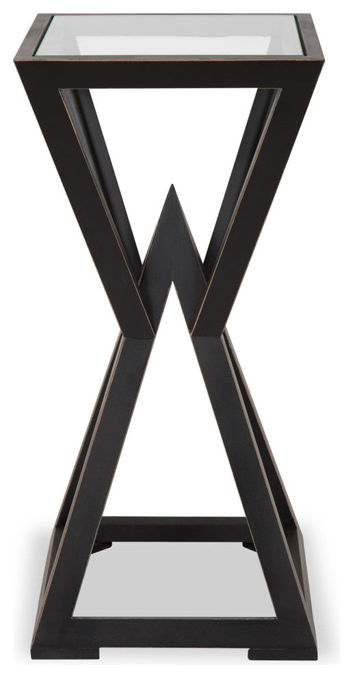 Yogi Small Wood Side End Table, Black 11x11x23