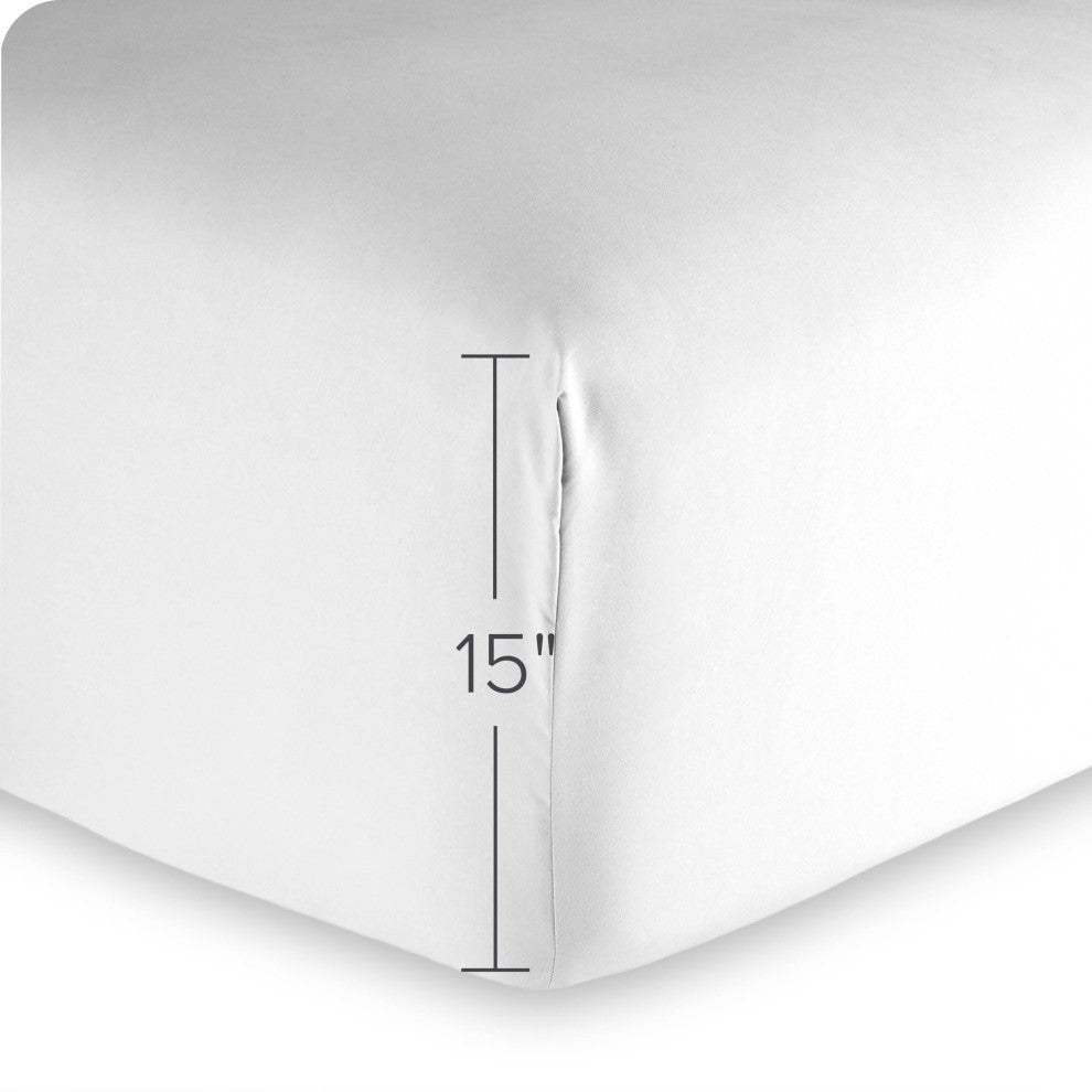 Fitted Dual Pocket Bottom Sheet 1800 Microfiber Ultra-Soft, White, Cal King