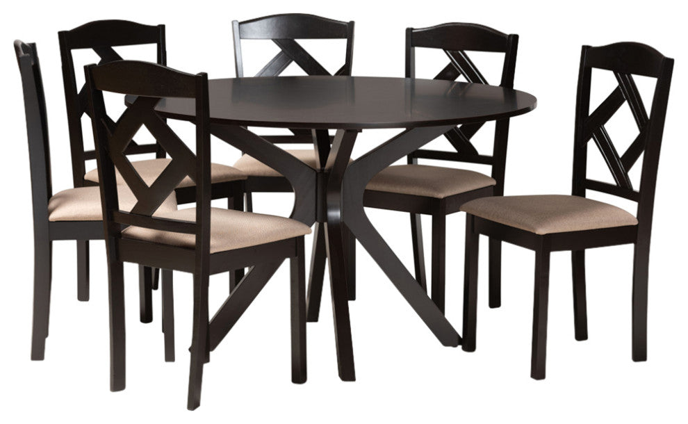 Bernetta Modern 7-Piece Dining Set, Sand