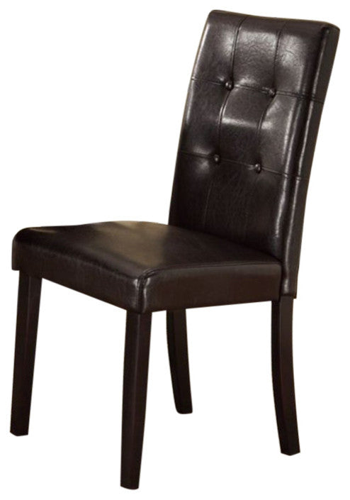 Faux Leather Dining Side Chair In Pine, Set Of 2, Dark Brown