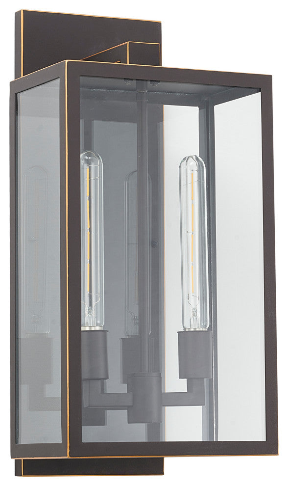 Bronzed Black Stainless Steel Outdoor Wall Sconce With Clear Glass