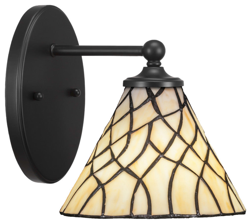 Capri 1-Light Wall Sconce, Matte Black/Sandhill Art
