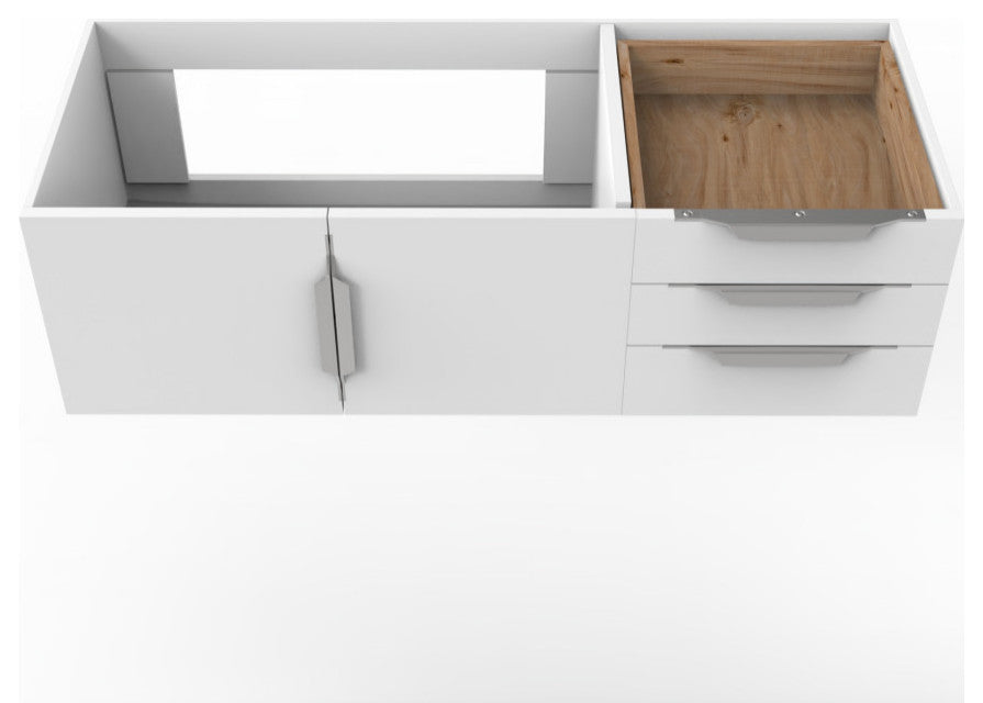 CastelloUSA Alpine 48" Wall Mounted Vanity, Base Only, White, Brushed Nickel