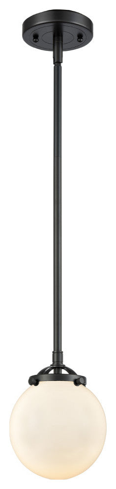 1-Light Beacon 6" Mini Pendant, Oil Rubbed Bronze, Shade: Gloss White