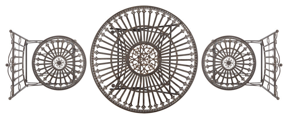 Safavieh Belen Bistro Set, One Table and Two Chairs Black Rust