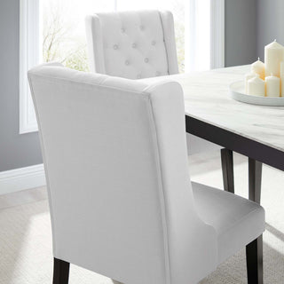 Baronet Button Tufted Fabric Dining Chair, White
