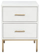 White and Gold Lines 2 Drawer Nightstand