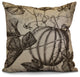 Antique Pumpkin Floral Print Outdoor Pillow, Brown, 18"x18"