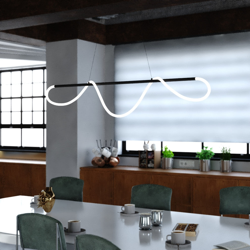 Bowman 1-Light LED Matte Black Linear Island Pendant